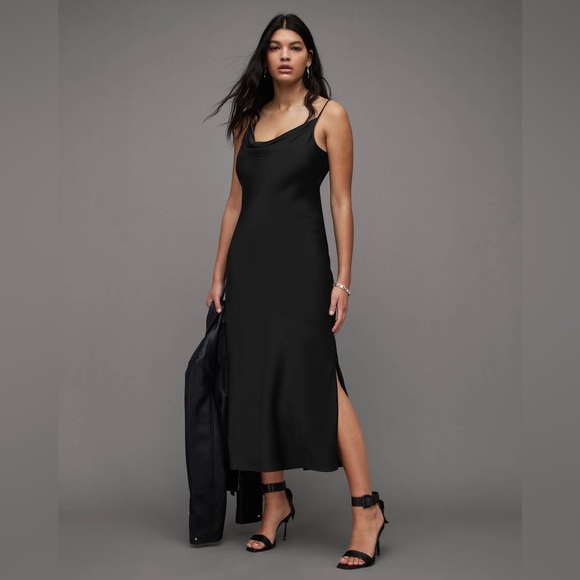 NWT All Saints Hadley Slip Midi Dress - Picture 2 of 5